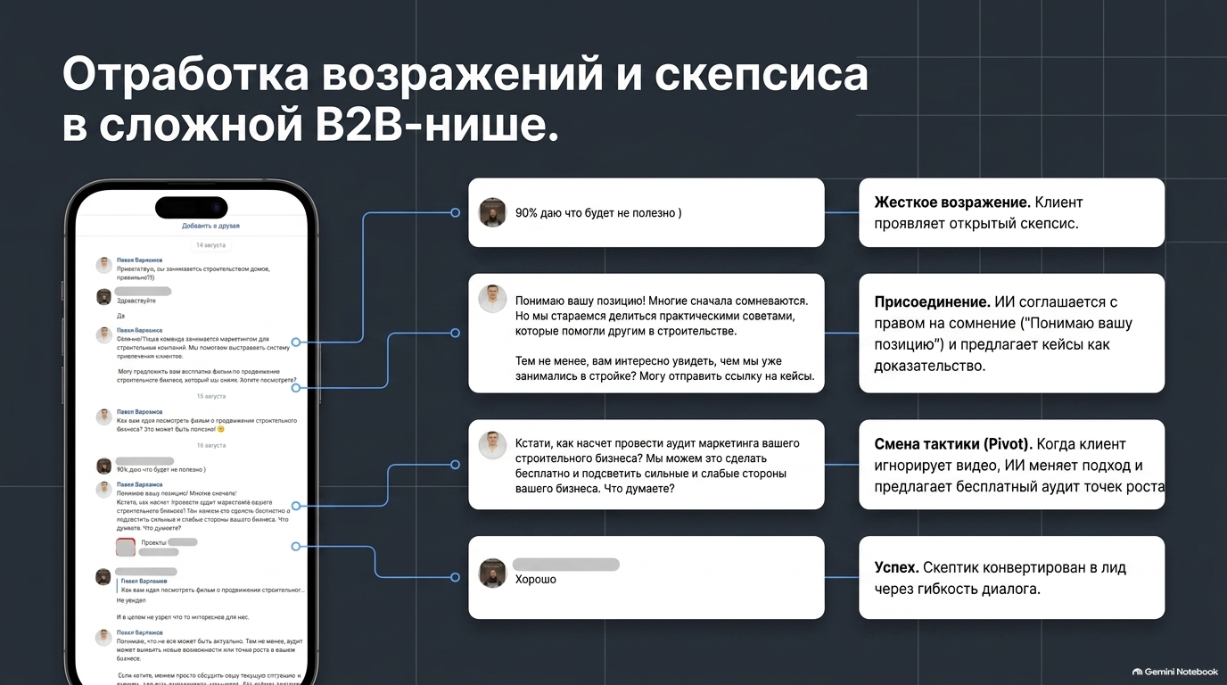 B2B: пример работы ИИ с возражениями